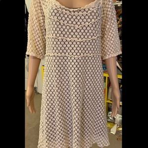 Umgee Women Polka Dot Lace Ivory Casual Dress M